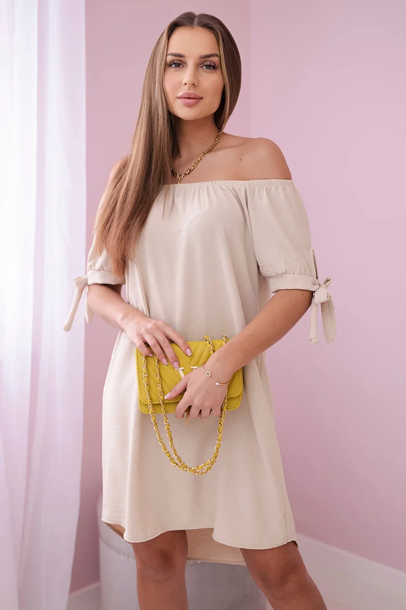 Sukienka wiązana na rękawach , Beżowy Uniwersalny , Sukienki , IT , pol_pl_Sukienka-wiazana-na-rekawach-bezowa-24234_3 , 3320 Discount-30 Moda Włoska Nowości Odzież Damska Rabat20 Sukienki sukienkihiszpanki Wszystkie Produkty