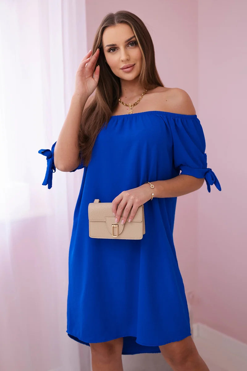 Sukienka wiązana na rękawach , Chabrowy Uniwersalny , Sukienki , IT , pol_pl_Sukienka-wiazana-na-rekawach-chabrowa-24221_3 , 3320 Discount-30 Moda Włoska Nowości Odzież Damska Rabat20 Sukienki sukienkihiszpanki Wszystkie Produkty