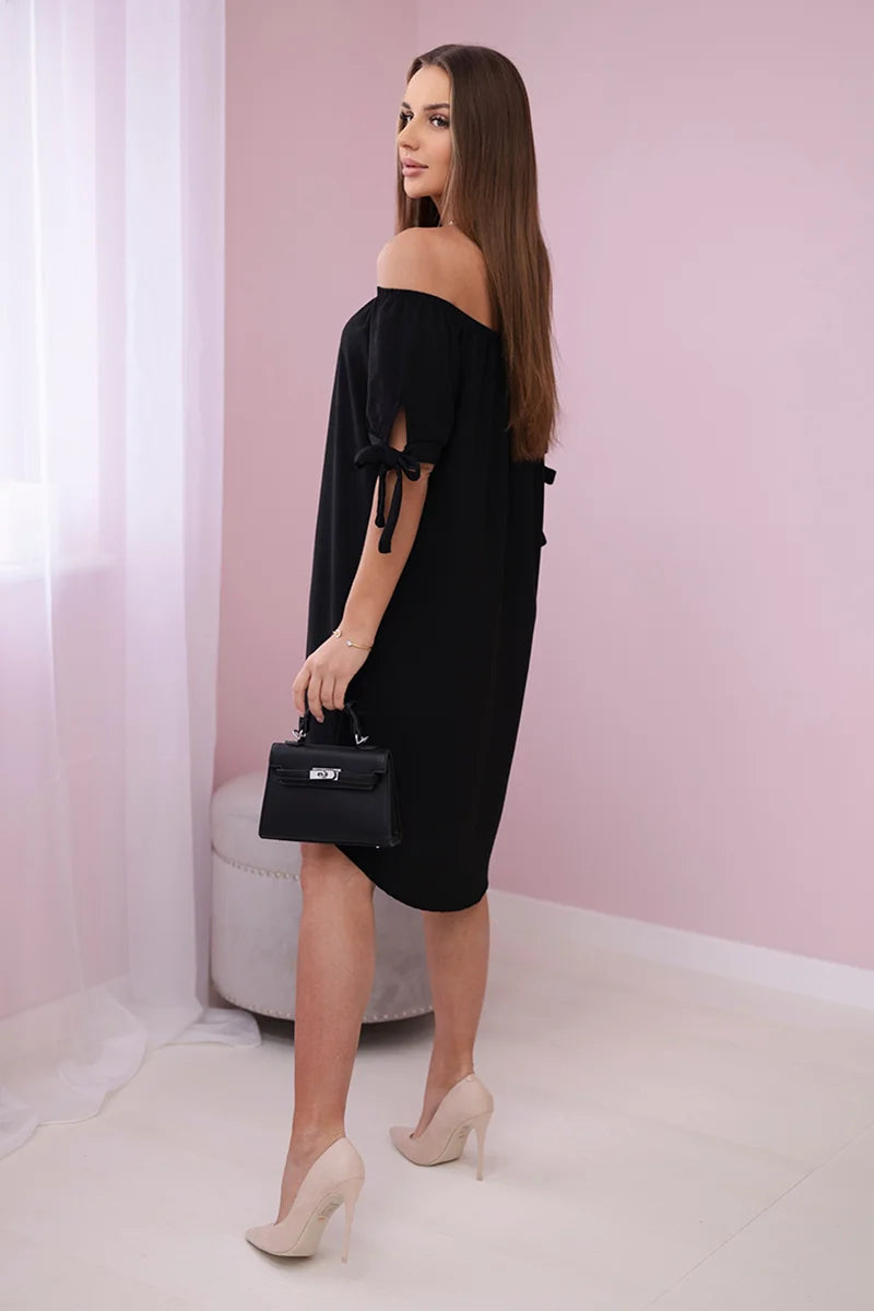 Sukienka wiązana na rękawach , Czarny Uniwersalny , Sukienki , IT , pol_pl_Sukienka-wiazana-na-rekawach-czarna-24151_2 , 3320 Discount-30 Moda Włoska Nowości Odzież Damska Rabat20 Sukienki sukienkihiszpanki Wszystkie Produkty