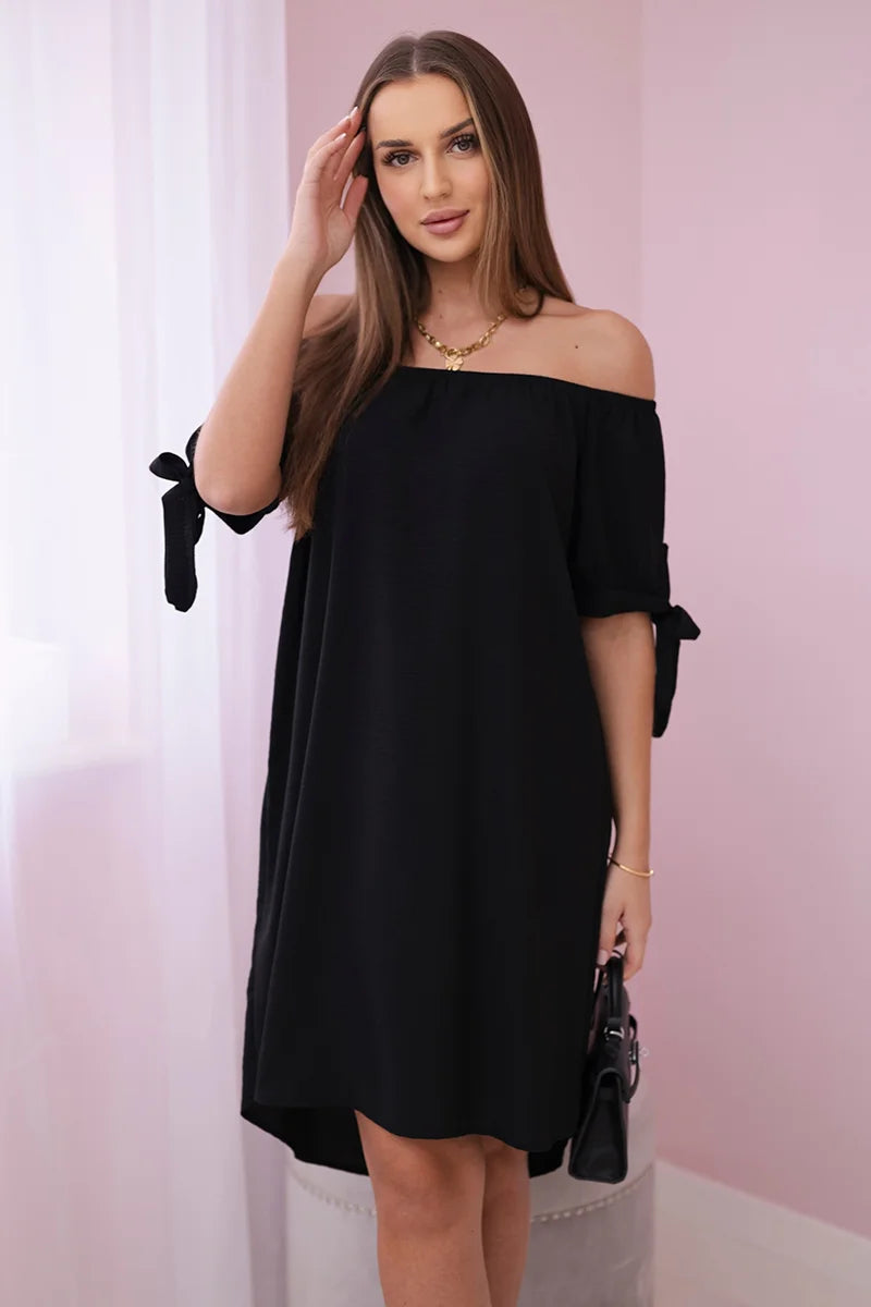 Sukienka wiązana na rękawach , Czarny Uniwersalny , Sukienki , IT , pol_pl_Sukienka-wiazana-na-rekawach-czarna-24151_3 , 3320 Discount-30 Moda Włoska Nowości Odzież Damska Rabat20 Sukienki sukienkihiszpanki Wszystkie Produkty