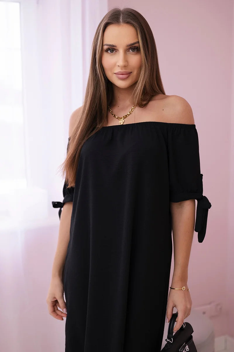 Sukienka wiązana na rękawach , Czarny Uniwersalny , Sukienki , IT , pol_pl_Sukienka-wiazana-na-rekawach-czarna-24151_4 , 3320 Discount-30 Moda Włoska Nowości Odzież Damska Rabat20 Sukienki sukienkihiszpanki Wszystkie Produkty