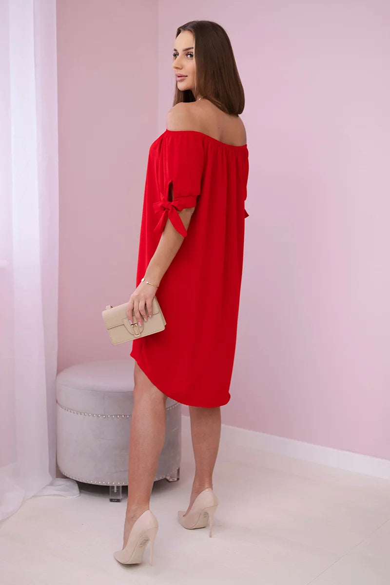 Sukienka wiązana na rękawach , Czerwony Uniwersalny , Sukienki , IT , pol_pl_Sukienka-wiazana-na-rekawach-czerwony-24357_2 , 3320 Discount-30 Moda Włoska Nowości Odzież Damska Rabat20 Sukienki sukienkihiszpanki Wszystkie Produkty