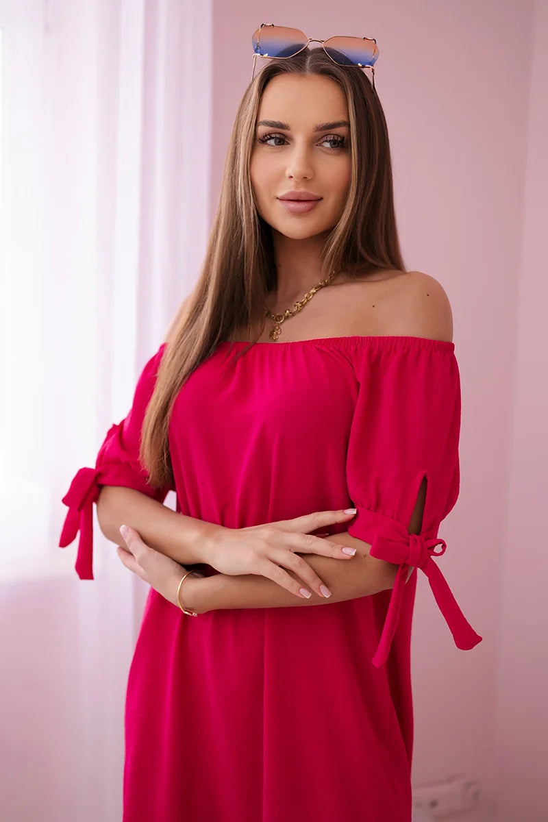 Sukienka wiązana na rękawach , Fuksja Uniwersalny , Sukienki , IT , pol_pl_Sukienka-wiazana-na-rekawach-fuksja-24147_3 , 3320 Discount-30 Moda Włoska Nowości Odzież Damska Rabat20 Sukienki sukienkihiszpanki Wszystkie Produkty