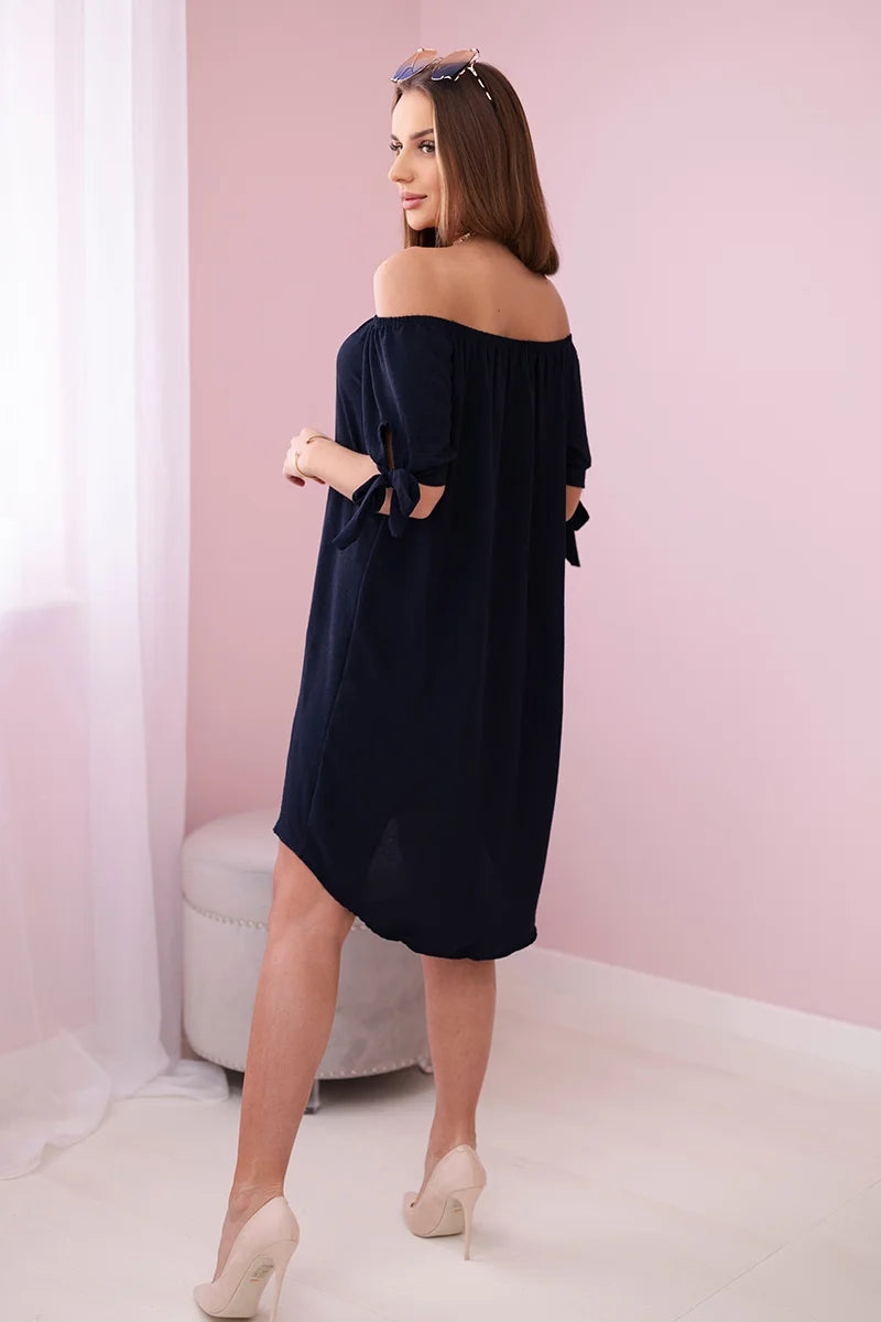 Sukienka wiązana na rękawach , Granatowy Uniwersalny , Sukienki , IT , pol_pl_Sukienka-wiazana-na-rekawach-granatowa-24359_2 , 3320 Discount-30 Moda Włoska Nowości Odzież Damska Rabat20 Sukienki sukienkihiszpanki Wszystkie Produkty