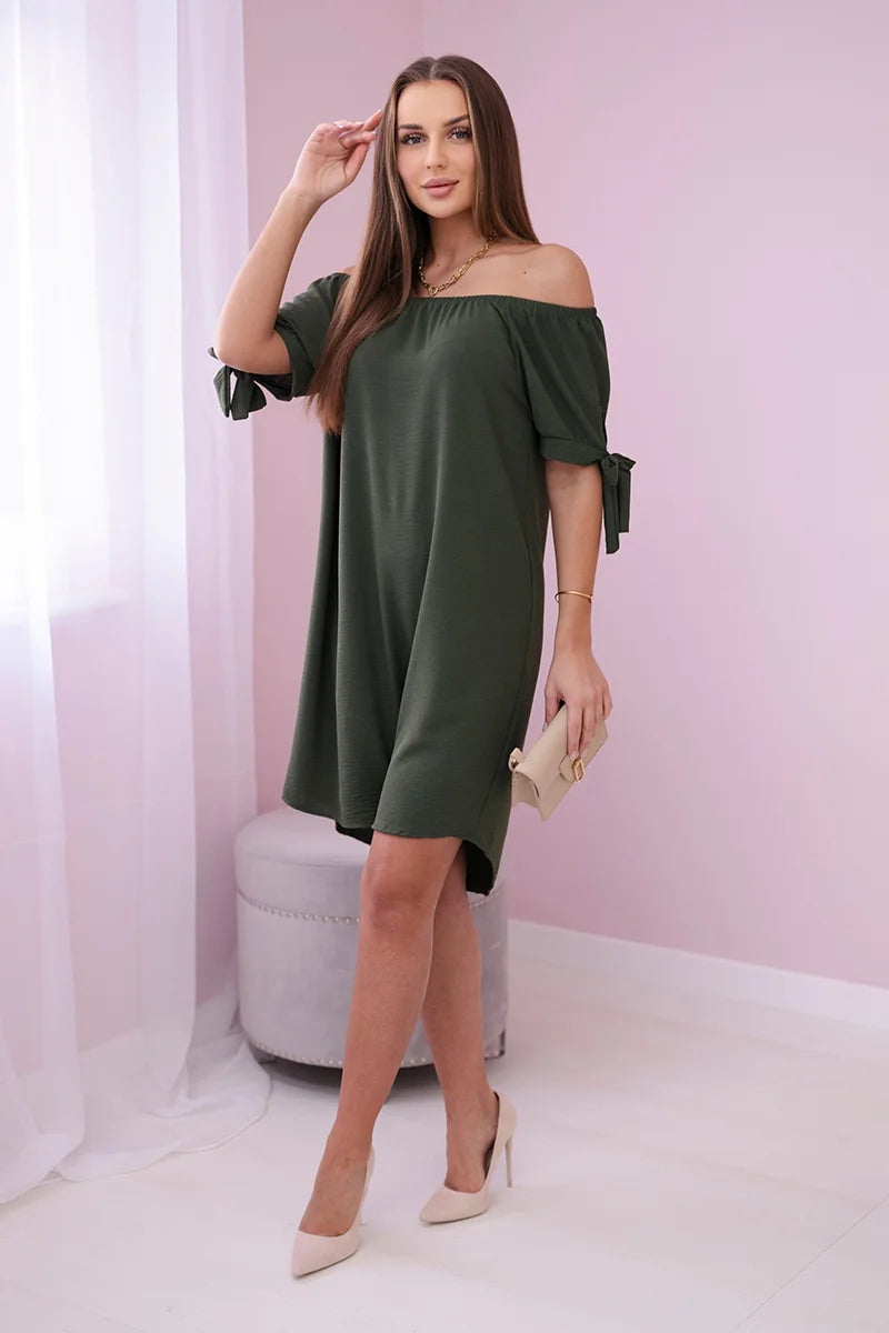 Sukienka wiązana na rękawach , Khaki Uniwersalny , Sukienki , IT , pol_pl_Sukienka-wiazana-na-rekawach-khaki-24145_1 , 3320 Discount-30 Moda Włoska Nowości Odzież Damska Rabat20 Sukienki sukienkihiszpanki Wszystkie Produkty