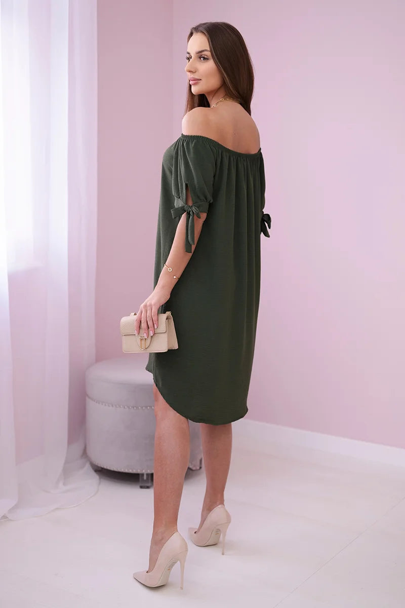 Sukienka wiązana na rękawach , Khaki Uniwersalny , Sukienki , IT , pol_pl_Sukienka-wiazana-na-rekawach-khaki-24145_2 , 3320 Discount-30 Moda Włoska Nowości Odzież Damska Rabat20 Sukienki sukienkihiszpanki Wszystkie Produkty