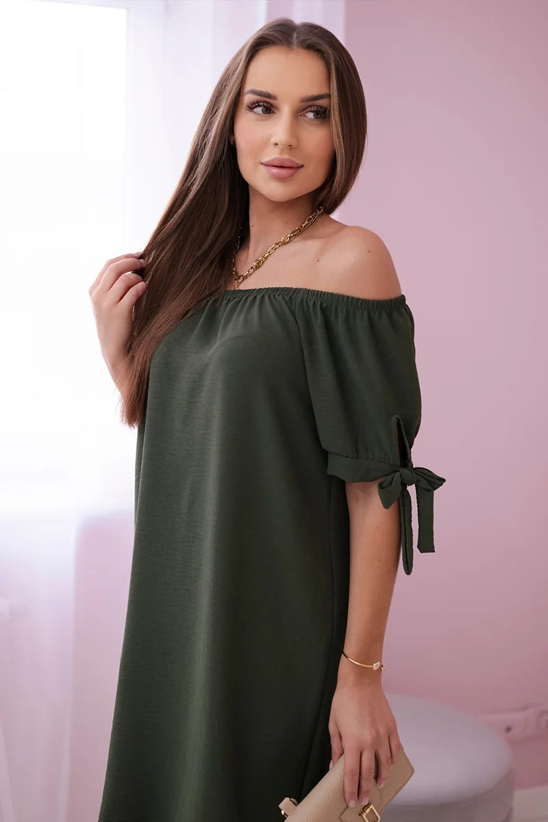 Sukienka wiązana na rękawach , Khaki Uniwersalny , Sukienki , IT , pol_pl_Sukienka-wiazana-na-rekawach-khaki-24145_3 , 3320 Discount-30 Moda Włoska Nowości Odzież Damska Rabat20 Sukienki sukienkihiszpanki Wszystkie Produkty