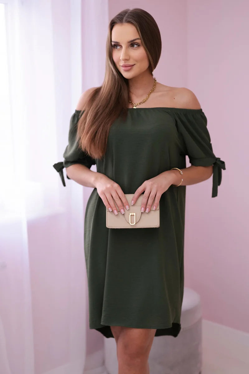 Sukienka wiązana na rękawach , Khaki Uniwersalny , Sukienki , IT , pol_pl_Sukienka-wiazana-na-rekawach-khaki-24145_4 , 3320 Discount-30 Moda Włoska Nowości Odzież Damska Rabat20 Sukienki sukienkihiszpanki Wszystkie Produkty