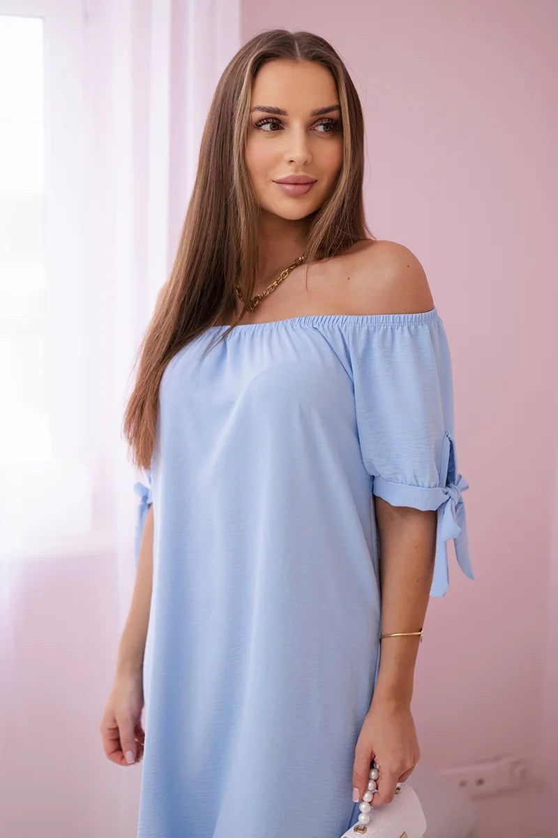 Sukienka wiązana na rękawach , Niebieski Uniwersalny , Sukienki , IT , pol_pl_Sukienka-wiazana-na-rekawach-niebieska-24148_3 , 3320 Discount-30 Moda Włoska Nowości Odzież Damska Rabat20 Sukienki sukienkihiszpanki Wszystkie Produkty