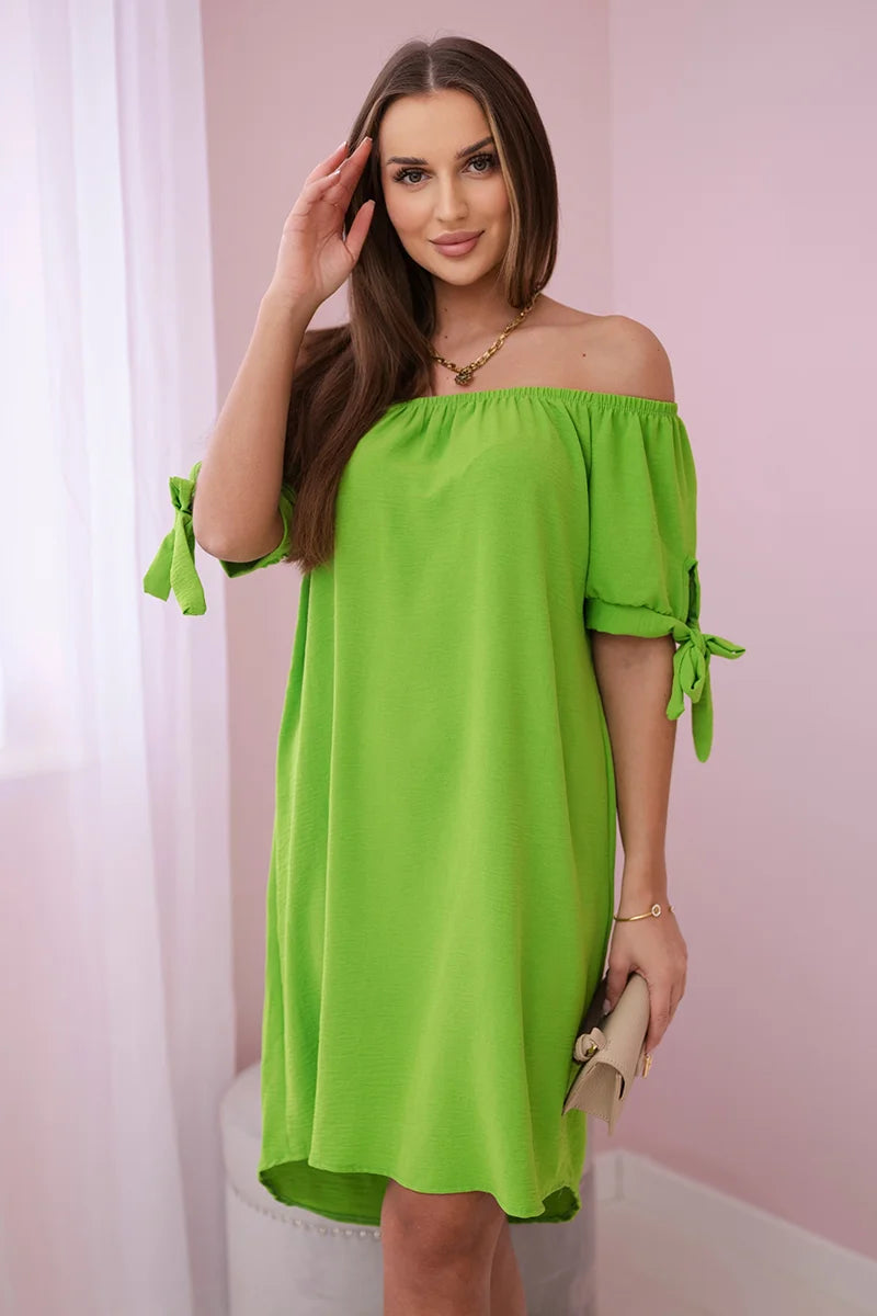 Sukienka wiązana na rękawach , Pistacjowy Uniwersalny , Sukienki , IT , pol_pl_Sukienka-wiazana-na-rekawach-pistacjowa-24362_4 , 3320 Discount-30 Moda Włoska Nowości Odzież Damska Rabat20 Sukienki sukienkihiszpanki Wszystkie Produkty