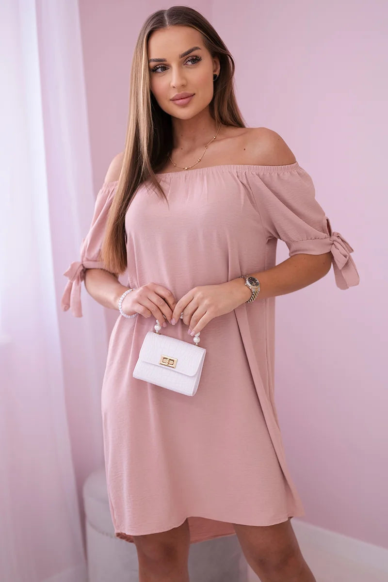 Sukienka wiązana na rękawach , Pudrowy Róż Uniwersalny , Sukienki , IT , pol_pl_Sukienka-wiazana-na-rekawach-pudrowy-roz-24143_1 , 3320 Discount-30 Moda Włoska Nowości Odzież Damska Rabat20 Sukienki sukienkihiszpanki Wszystkie Produkty