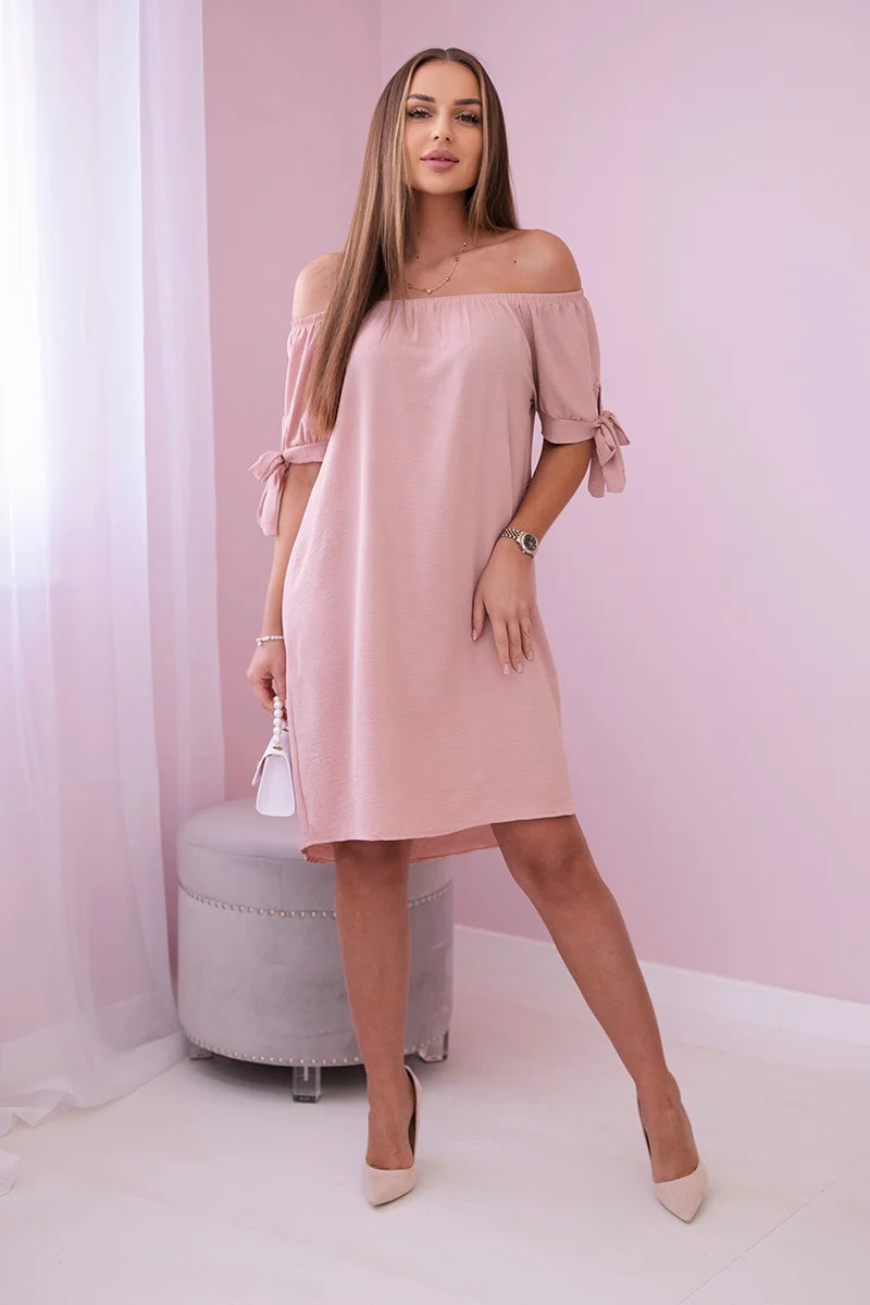 Sukienka wiązana na rękawach , Pudrowy Róż Uniwersalny , Sukienki , IT , pol_pl_Sukienka-wiazana-na-rekawach-pudrowy-roz-24143_2 , 3320 Discount-30 Moda Włoska Nowości Odzież Damska Rabat20 Sukienki sukienkihiszpanki Wszystkie Produkty