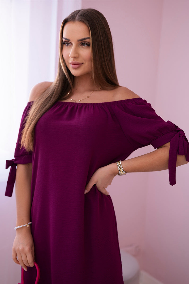 Sukienka wiązana na rękawach , Śliwkowy Uniwersalny , Sukienki , IT , pol_pl_Sukienka-wiazana-na-rekawach-sliwkowy-24358_5 , 3320 Discount-30 Moda Włoska Nowości Odzież Damska Rabat20 Sukienki sukienkihiszpanki Wszystkie Produkty