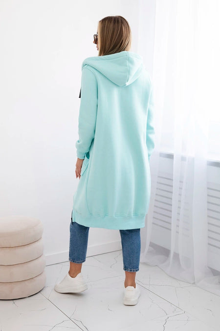 Bluza ocieplana długa z kapturem , Miętowy Uniwersalny , Sukienki , IT , pol_pm_Bluza-ocieplana-dluga-z-kapturem-29609_2 , 9302 Jesien Komplety Odzież Damska Wszystkie Produkty