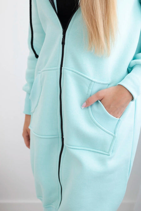 Bluza ocieplana długa z kapturem , Miętowy Uniwersalny , Sukienki , IT , pol_pm_Bluza-ocieplana-dluga-z-kapturem-29609_4 , 9302 Jesien Komplety Odzież Damska Wszystkie Produkty