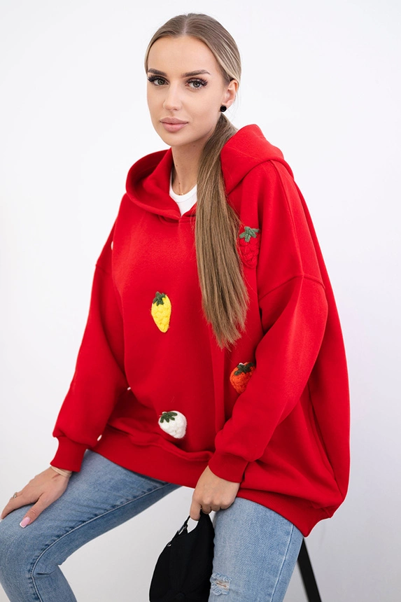 Bluza ocieplana z motywem truskawek , Czerwony Uniwersalny , Bluzy , TR , pol_pm_Bluza-ocieplana-z-motywem_12 , 9629 Bluzy Discount-30 Live 15.11.2023 Odzież Damska Rabat20 Wszystkie Produkty