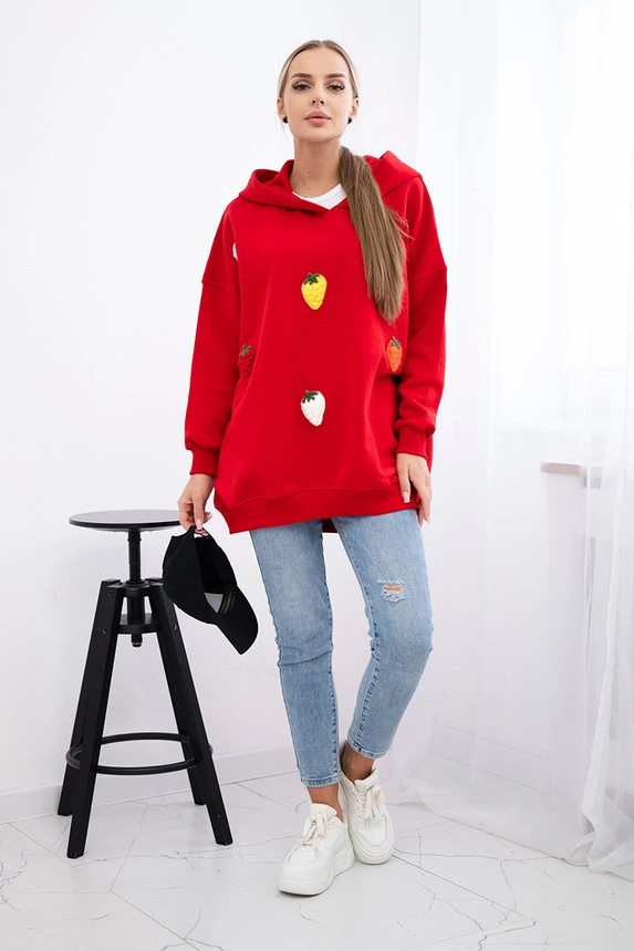 Bluza ocieplana z motywem truskawek , Czerwony Uniwersalny , Bluzy , TR , pol_pm_Bluza-ocieplana-z-motywem_13 , 9629 Bluzy Discount-30 Live 15.11.2023 Odzież Damska Rabat20 Wszystkie Produkty