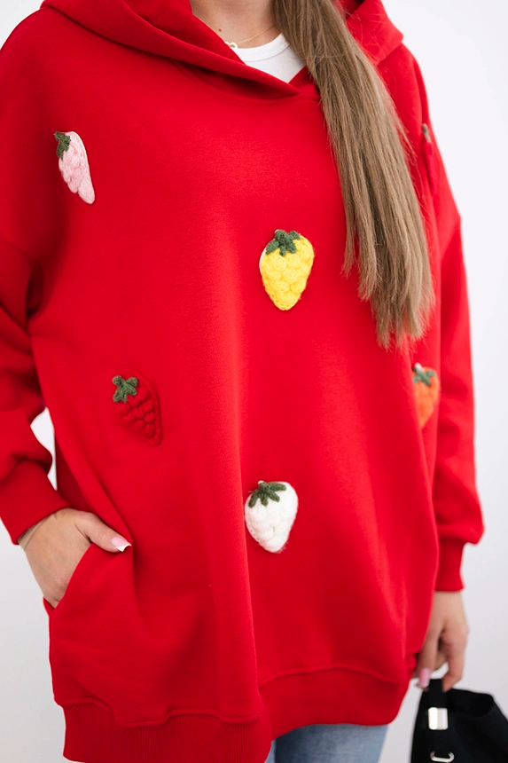 Bluza ocieplana z motywem truskawek , Czerwony Uniwersalny , Bluzy , TR , pol_pm_Bluza-ocieplana-z-motywem_15 , 9629 Bluzy Discount-30 Live 15.11.2023 Odzież Damska Rabat20 Wszystkie Produkty