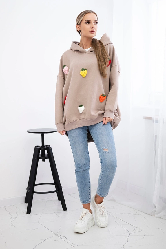 Bluza ocieplana z motywem truskawek , Ciemny Beżowy Uniwersalny , Bluzy , TR , pol_pm_Bluza-ocieplana-z-motywem_17 , 9629 Bluzy Discount-30 Live 15.11.2023 Odzież Damska Rabat20 Wszystkie Produkty