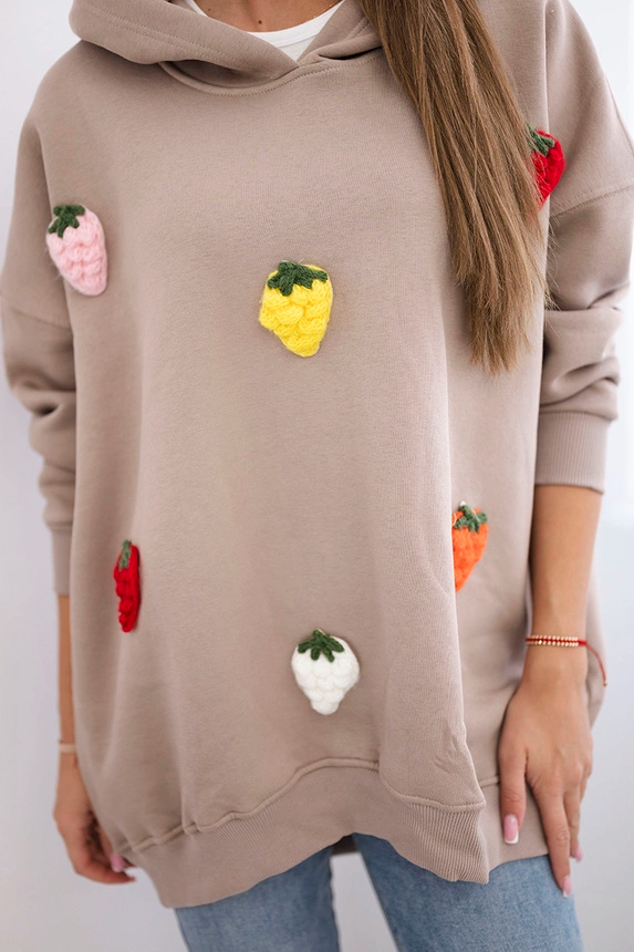 Bluza ocieplana z motywem truskawek , Ciemny Beżowy Uniwersalny , Bluzy , TR , pol_pm_Bluza-ocieplana-z-motywem_19 , 9629 Bluzy Discount-30 Live 15.11.2023 Odzież Damska Rabat20 Wszystkie Produkty
