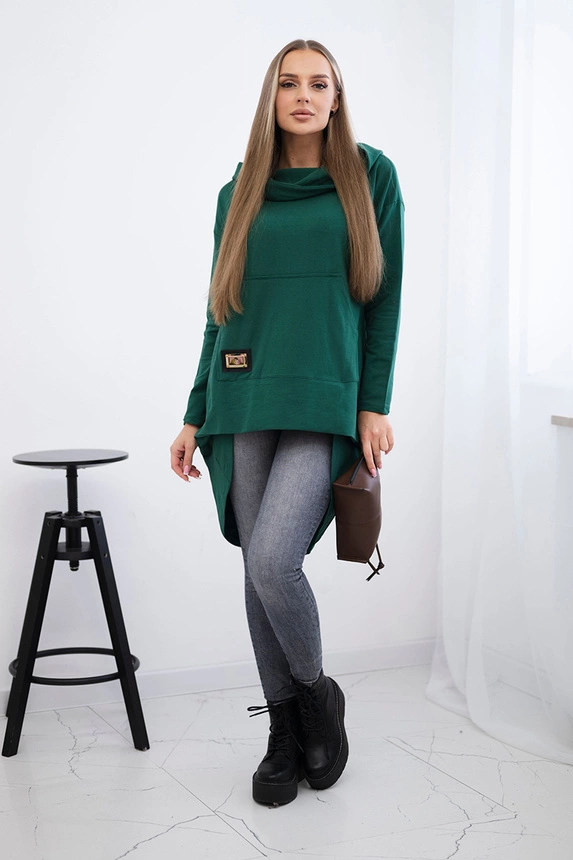 Bluza z długim tyłem i kapturem , Zielona uniwersalny , Bluzy , TR , pol_pm_Bluza-z-dlugim-tylem-i-ka_1 , 9116 Bluzy Jesien Odzież Damska Wszystkie Produkty