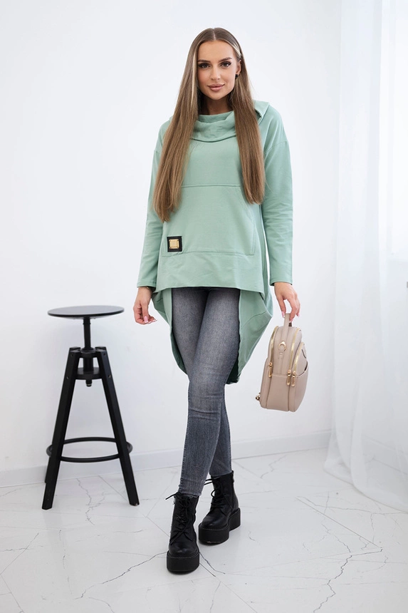 Bluza z długim tyłem i kapturem , Ciemna miętowa uniwersalny , Bluzy , TR , pol_pm_Bluza-z-dlugim-tylem-i-ka_1_66f4b751-d620-4255-8a29-38cb7538f402 , 9116 Bluzy Jesien Odzież Damska Wszystkie Produkty