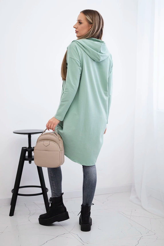 Bluza z długim tyłem i kapturem , Ciemna miętowa uniwersalny , Bluzy , TR , pol_pm_Bluza-z-dlugim-tylem-i-ka_2_ab8a7f2c-48ee-482b-b0b8-259178c39dc5 , 9116 Bluzy Jesien Odzież Damska Wszystkie Produkty