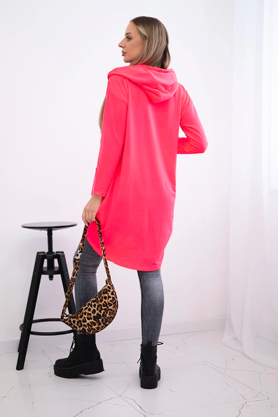 Bluza z długim tyłem i kapturem , Różowy neon uniwersalny , Bluzy , TR , pol_pm_Bluza-z-dlugim-tylem-i-ka_2_bb15a5bd-61db-4ff4-a376-0d238962635a , 9116 Bluzy Jesien Odzież Damska Wszystkie Produkty