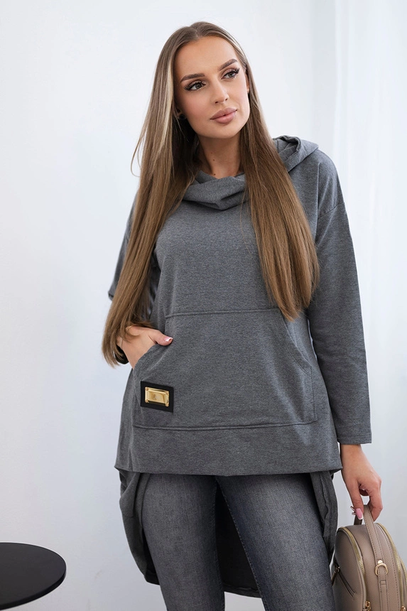 Bluza z długim tyłem i kapturem , Grafitowa uniwersalny , Bluzy , TR , pol_pm_Bluza-z-dlugim-tylem-i-ka_4_1ab999f6-a791-4489-b45f-045d188155a2 , 9116 Bluzy Jesien Odzież Damska Wszystkie Produkty