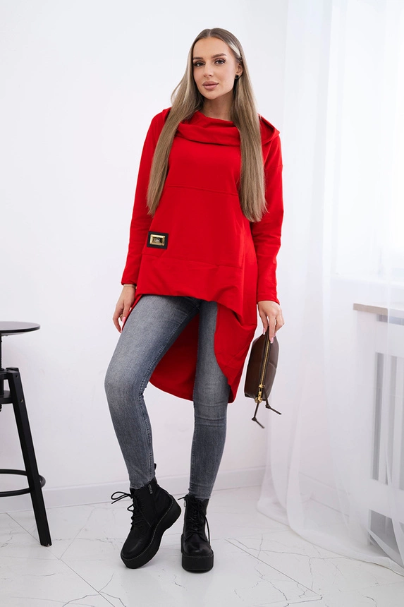 Bluza z długim tyłem i kapturem , Czerwona uniwersalny , Bluzy , TR , pol_pm_Bluza-z-dlugim-tylem-i-ka_5_2b6df86a-de51-4673-a641-0df2b1be7582 , 9116 Bluzy Jesien Odzież Damska Wszystkie Produkty