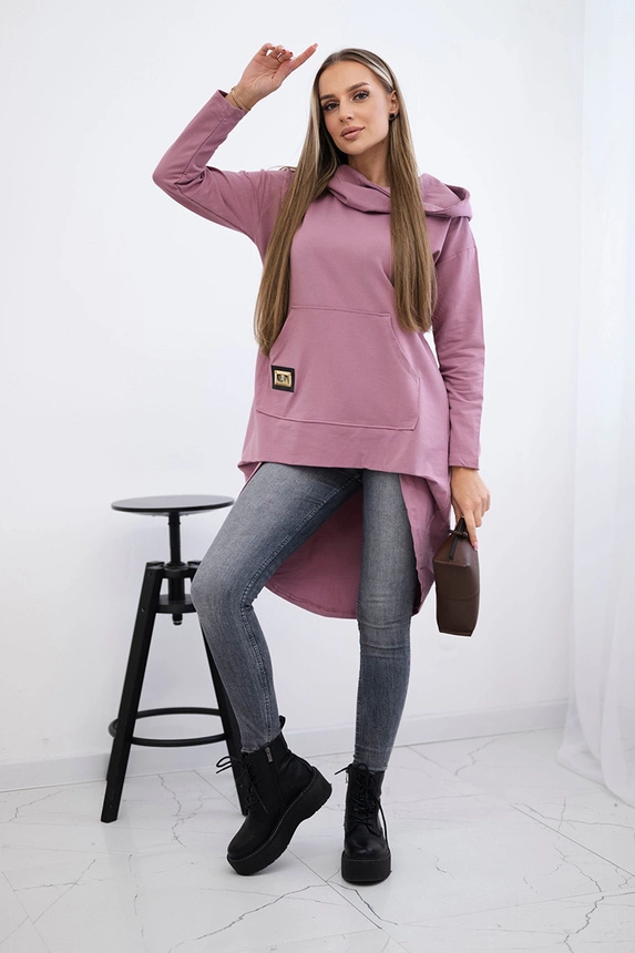 Bluza z długim tyłem i kapturem , Ciemna różowa uniwersalny , Bluzy , TR , pol_pm_Bluza-z-dlugim-tylem-i-ka_5_73f0e347-bb81-4ac9-905f-b23bae853fb9 , 9116 Bluzy Jesien Odzież Damska Wszystkie Produkty