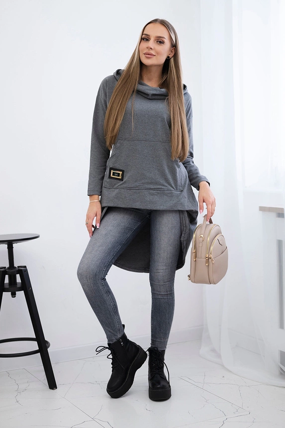 Bluza z długim tyłem i kapturem , Grafitowa uniwersalny , Bluzy , TR , pol_pm_Bluza-z-dlugim-tylem-i-ka_5_aada40b9-ac42-4bdd-8348-33e88b46692c , 9116 Bluzy Jesien Odzież Damska Wszystkie Produkty