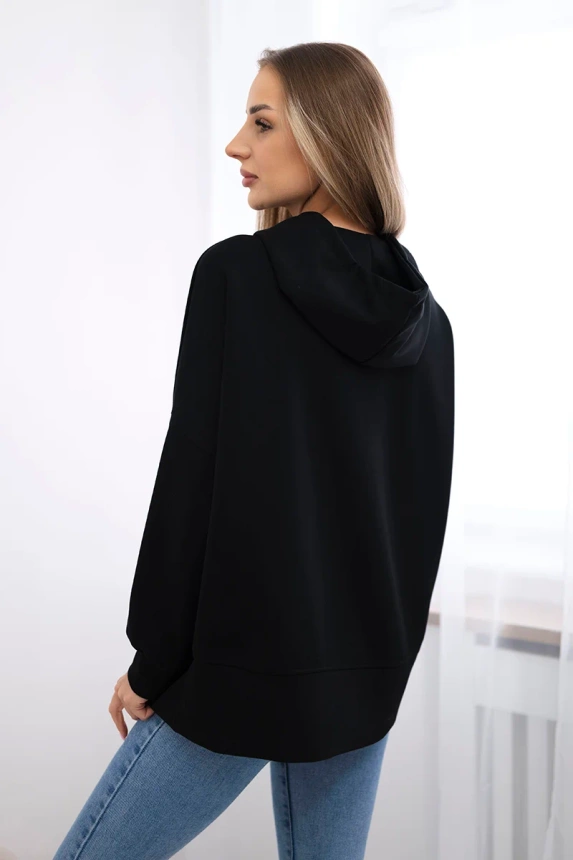Bluza z kapturem z wiskozy , Czarna uniwersalny , Bluzy , IT , pol_pm_Bluza-z-kapturem-maselko_4 , ART2436 Bluzy Nowości Odzież Damska wiosna Wszystkie Produkty