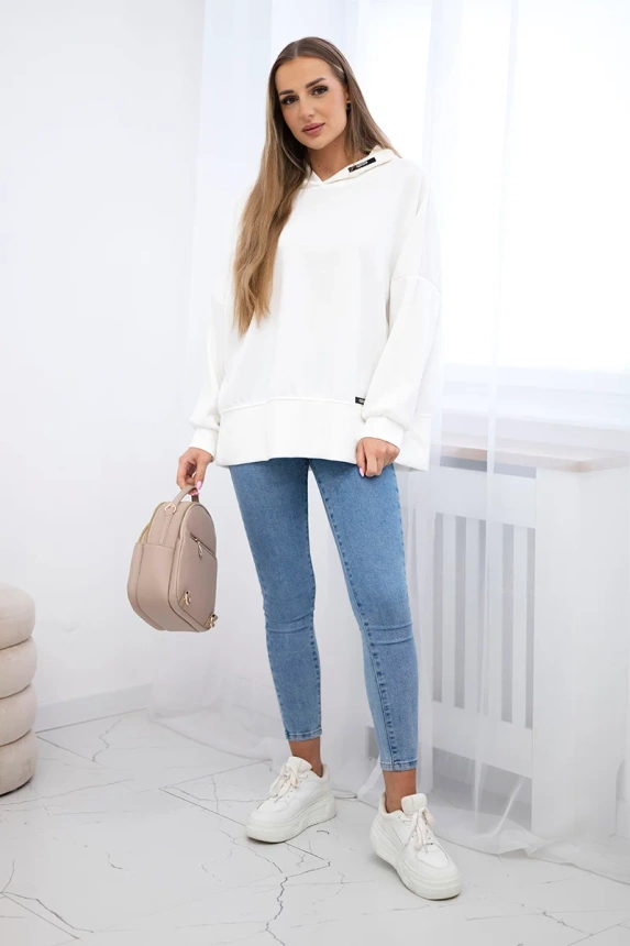 Bluza z kapturem z wiskozy , Ecru uniwersalny , Bluzy , IT , pol_pm_Bluza-z-kapturem-maselko_40564aa1-831b-4e65-814e-457a92ee84f2 , ART2436 Bluzy Nowości Odzież Damska wiosna Wszystkie Produkty
