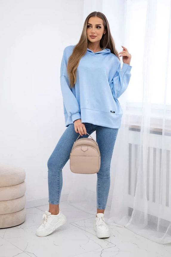 Bluza z kapturem z wiskozy , Niebieska uniwersalny , Bluzy , IT , pol_pm_Bluza-z-kapturem-maselko_fa146cd0-64e1-48e6-a7c5-00003d31e82f , ART2436 Bluzy Nowości Odzież Damska wiosna Wszystkie Produkty