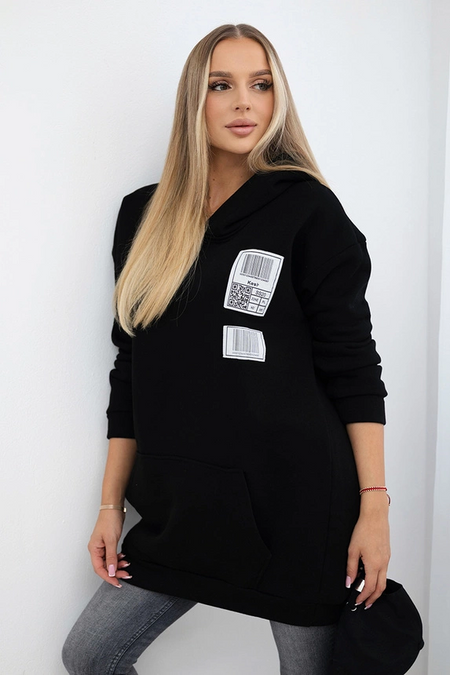 Bluza z kapturem z naszywkami , Czarna uniwersalny , Bluzy , TR , pol_pm_Bluza-z-kapturem-z-naszyw_1 , 9147 Bluzy Odzież Damska Promocja Wszystkie Produkty