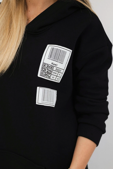 Bluza z kapturem z naszywkami , Czarna uniwersalny , Bluzy , TR , pol_pm_Bluza-z-kapturem-z-naszyw_3 , 9147 Bluzy Odzież Damska Promocja Wszystkie Produkty