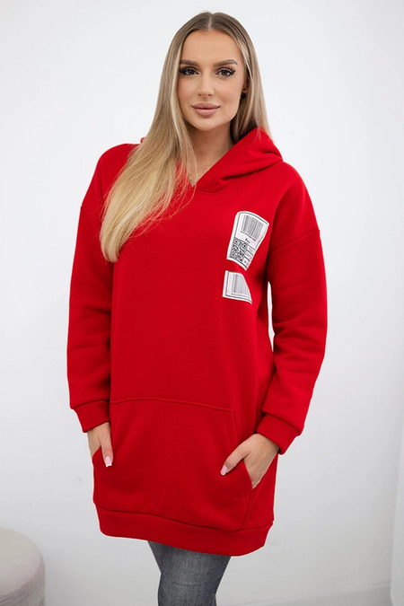 Bluza z kapturem z naszywkami , Czerwona uniwersalny , Bluzy , TR , pol_pm_Bluza-z-kapturem-z-naszyw_4 , 9147 Bluzy Odzież Damska Promocja Wszystkie Produkty