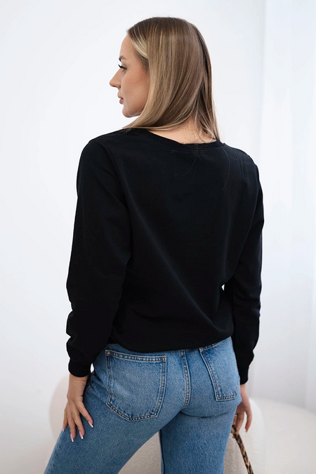 Bluza z nadrukiem , Czarny Uniwersalny , Bluzy , TR , pol_pm_Bluza-z-nadrukiem-czarna_2 , 69502 Bluzy Discount-30 Nowości Odzież Damska Rabat20 Wszystkie Produkty