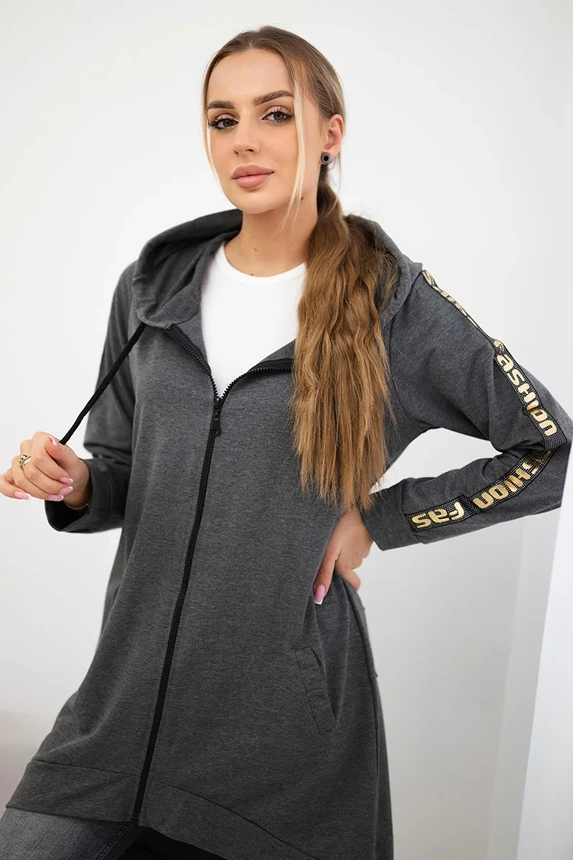 Bluza z suwakiem z tyłu , Grafit Melanż uniwersalny , Bluzy , TR , pol_pm_Bluza-z-suwakiem-z-tylu-g , 8997 Bluzy Odzież Damska Wszystkie Produkty