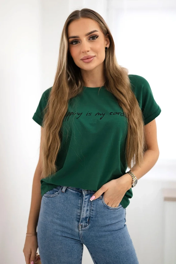 Bluzka Shopping is my cardio , ciemno zielona uniwersalny , Bluzki , TR , pol_pm_Bluzka-Shopping-is-my-car_10 , 65297 Bluzki Odzież Damska Wszystkie Produkty