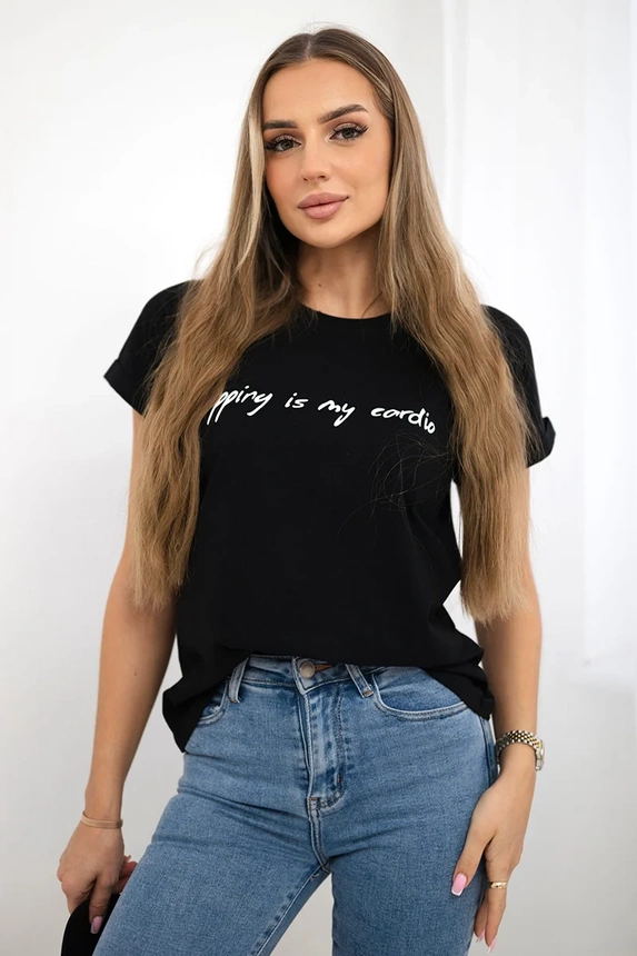 Bluzka Shopping is my cardio , czarna uniwersalny , Bluzki , TR , pol_pm_Bluzka-Shopping-is-my-car_8_90da22db-4a96-460a-a993-ecfe37cfd27b , 65297 Bluzki Odzież Damska Wszystkie Produkty