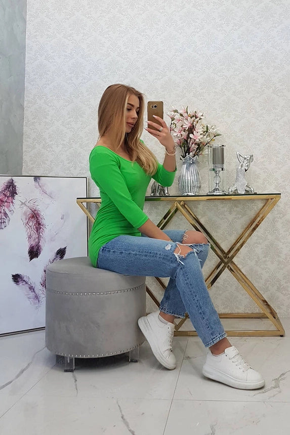 Bluzka okrągły dekolt , Zielony Jasny Uniwersalny , Bluzki , TR , pol_pm_Bluzka-okragly-dekolt-jasno-zielona-21547_10 , 8832 Bluzki Discount-30 Odzież Damska Rabat20 Wszystkie Produkty