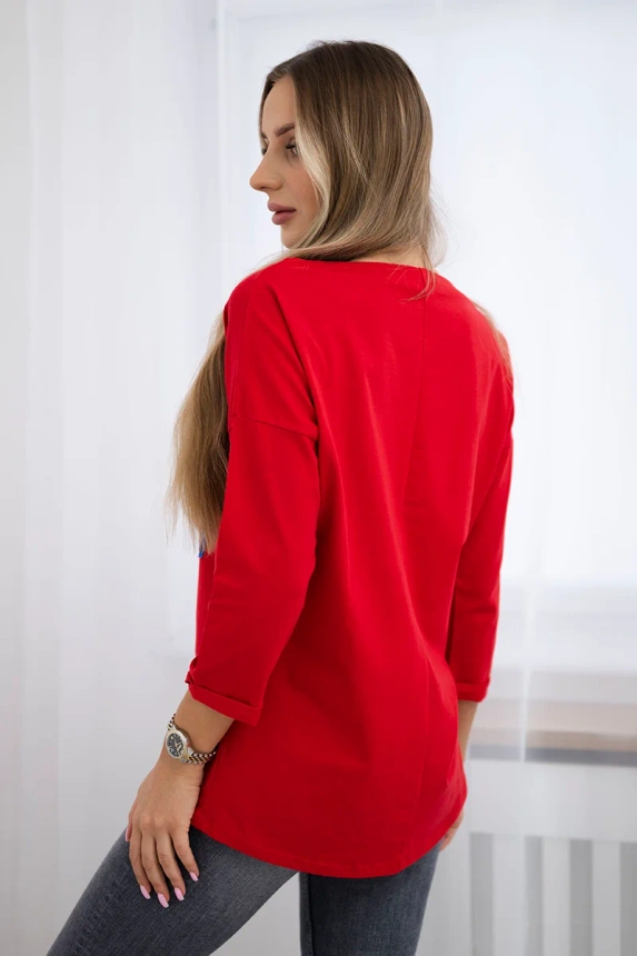Bluzka z grafiką American Girl S/M - L/XL , Czerwona , Bluzki , TR , pol_pm_Bluzka-z-grafika-American_2 , 0086 Bluzki Odzież Damska Promocja Wszystkie Produkty