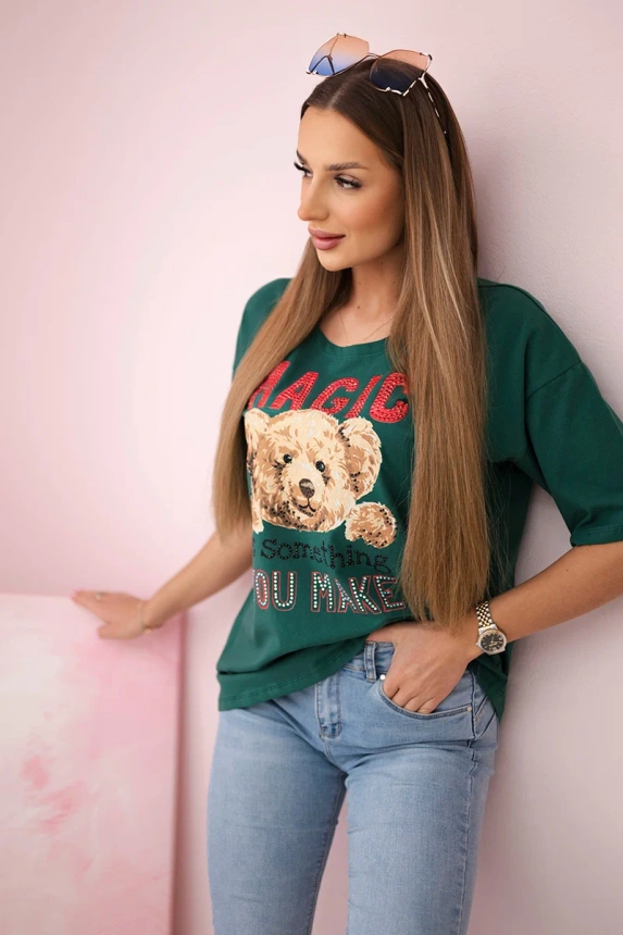 Bluzka z nadrukiem Magic , zielona uniwersalny , Bluzki , TR , pol_pm_Bluzka-z-nadrukiem-Magic_12_c66bfbd5-daec-4114-9a15-9f9b2e61609f , 9243 Bluzki Odzież Damska Promocja Wszystkie Produkty
