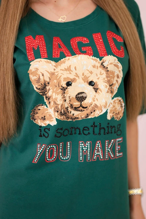 Bluzka z nadrukiem Magic , zielona uniwersalny , Bluzki , TR , pol_pm_Bluzka-z-nadrukiem-Magic_15_11872302-7cc0-48bf-947b-dcf6e3fac307 , 9243 Bluzki Odzież Damska Promocja Wszystkie Produkty