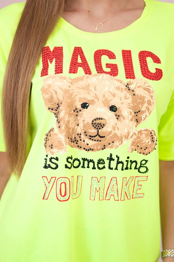 Bluzka z nadrukiem Magic , żółty neon uniwersalny , Bluzki , TR , pol_pm_Bluzka-z-nadrukiem-Magic_19 , 9243 Bluzki Odzież Damska Promocja Wszystkie Produkty