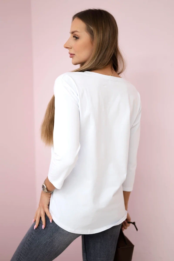 Bluzka z nadrukiem Summer Girl , biała uniwersalny , Bluzki , TR , pol_pm_Bluzka-z-nadrukiem-Summer_10 , 66787 Bluzki Odzież Damska Promocja Wszystkie Produkty