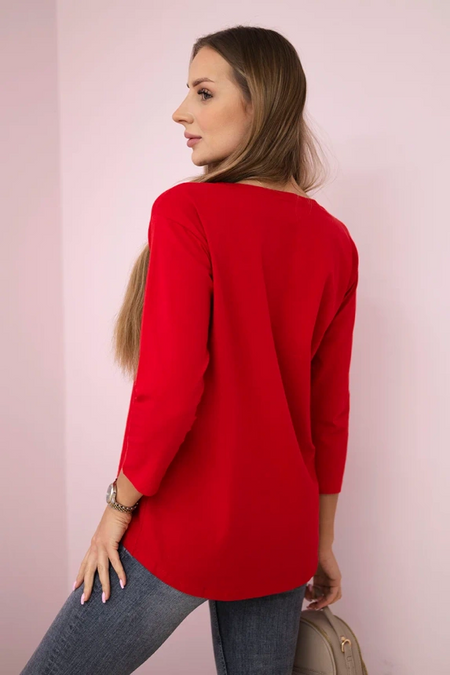 Bluzka z nadrukiem Summer Girl , czerwona uniwersalny , Bluzki , TR , pol_pm_Bluzka-z-nadrukiem-Summer_2 , 66787 Bluzki Odzież Damska Promocja Wszystkie Produkty