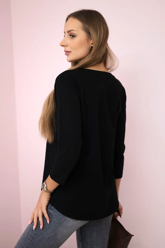 Bluzka z nadrukiem Summer Girl , czarna uniwersalny , Bluzki , TR , pol_pm_Bluzka-z-nadrukiem-Summer_6 , 66787 Bluzki Odzież Damska Promocja Wszystkie Produkty